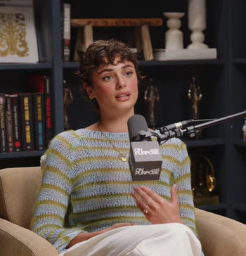 Taylor Hill with podcast microphone