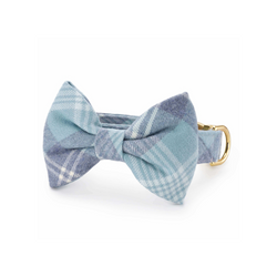 Blue Frost Plaid Flannel Bow Tie Collar