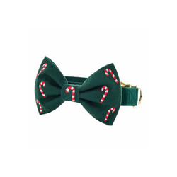 Candy Canes Embroidered Bow Tie Collar