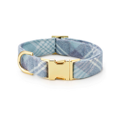 Blue Frost Plaid Flannel Dog Collar